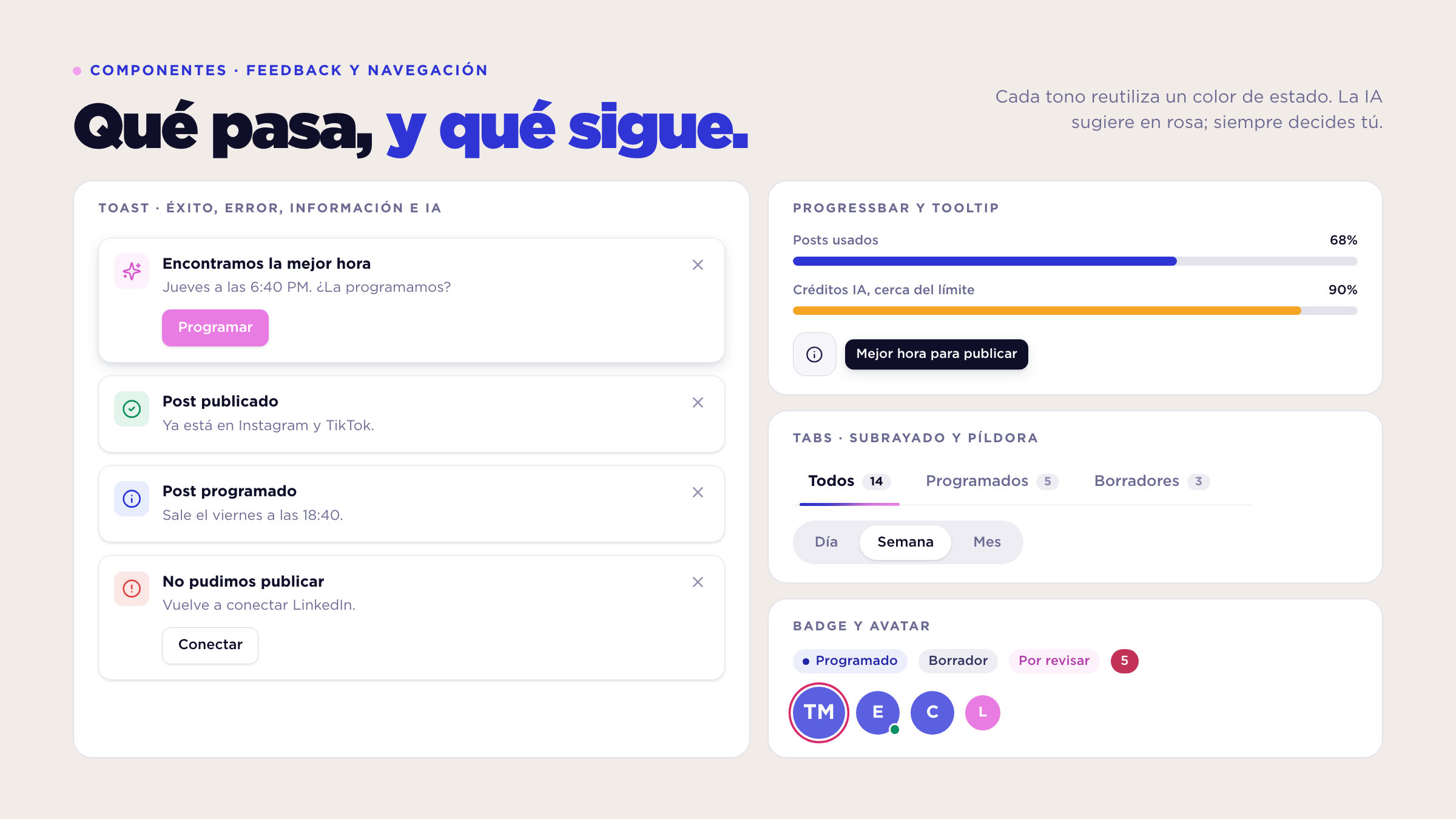 Components · feedback and navigation
