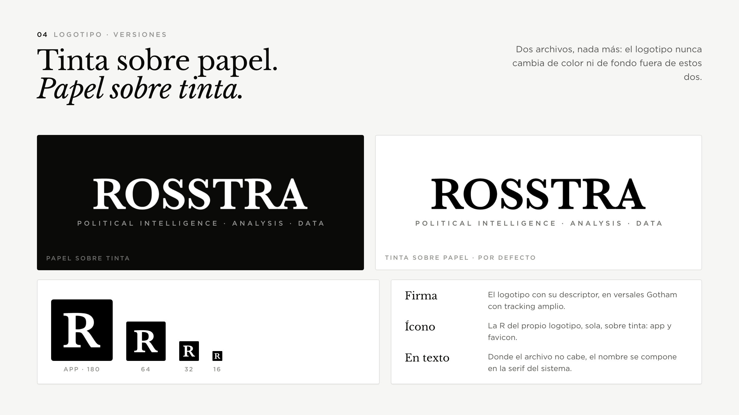 Logotipo · versiones, firma e ícono