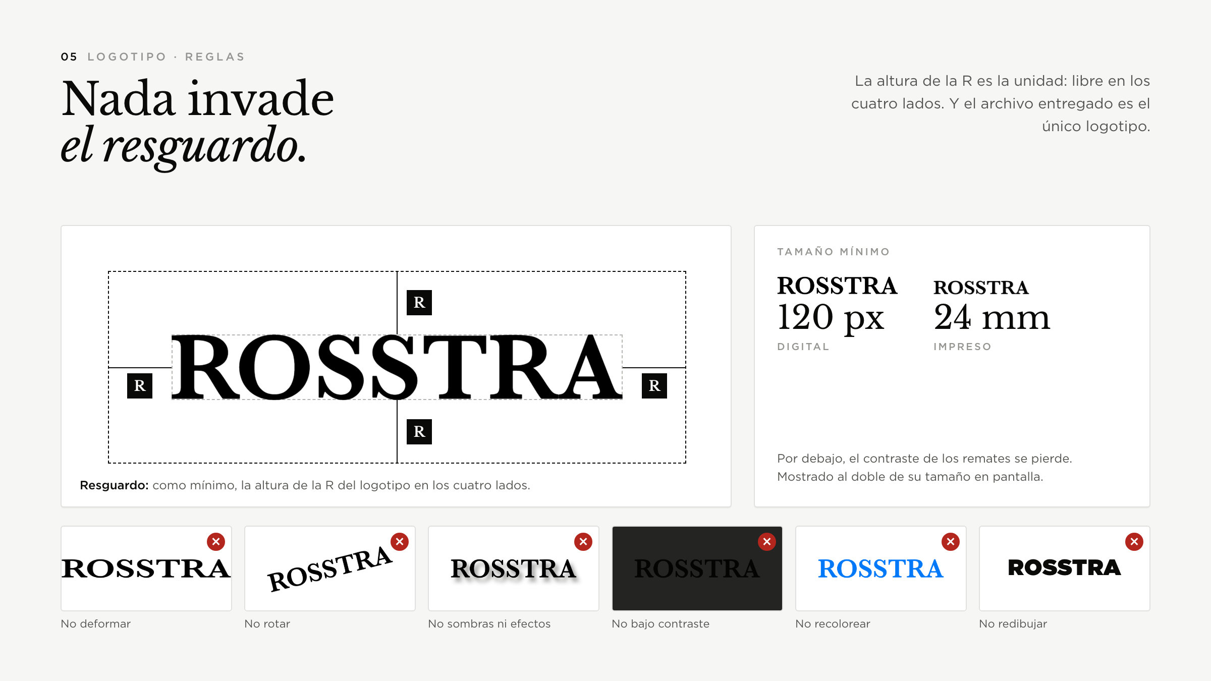 Logotipo · resguardo, tamaño mínimo y usos incorrectos
