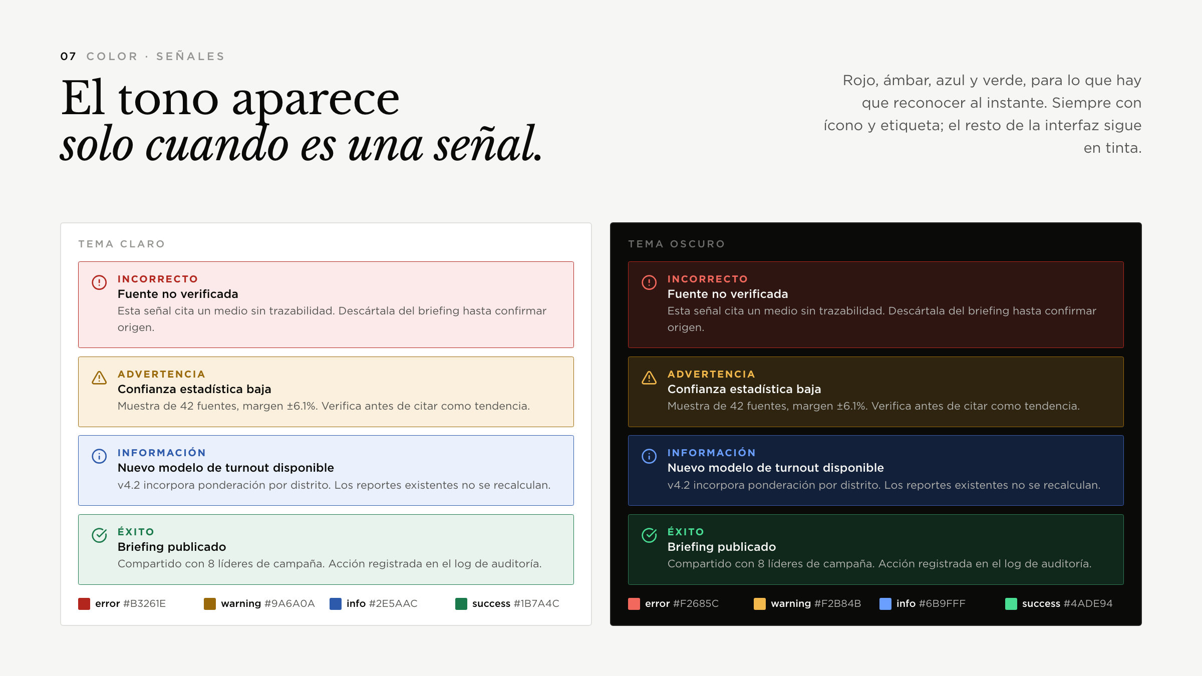 Color · señales