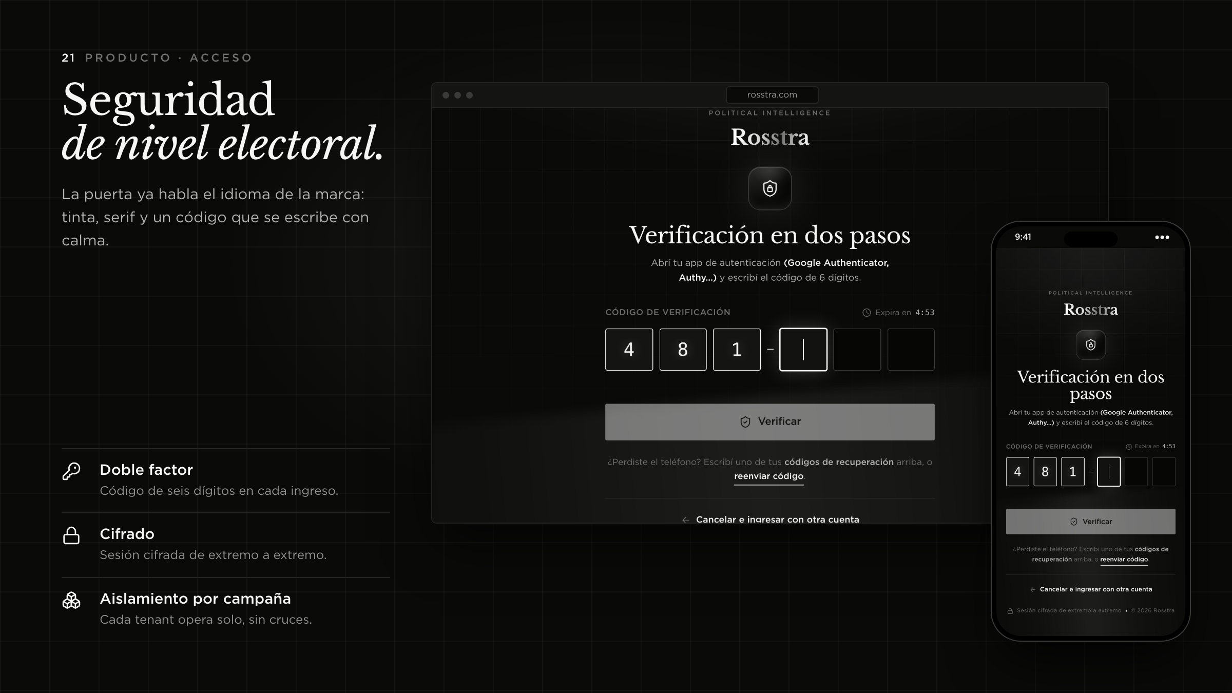 Producto · acceso en dos pasos