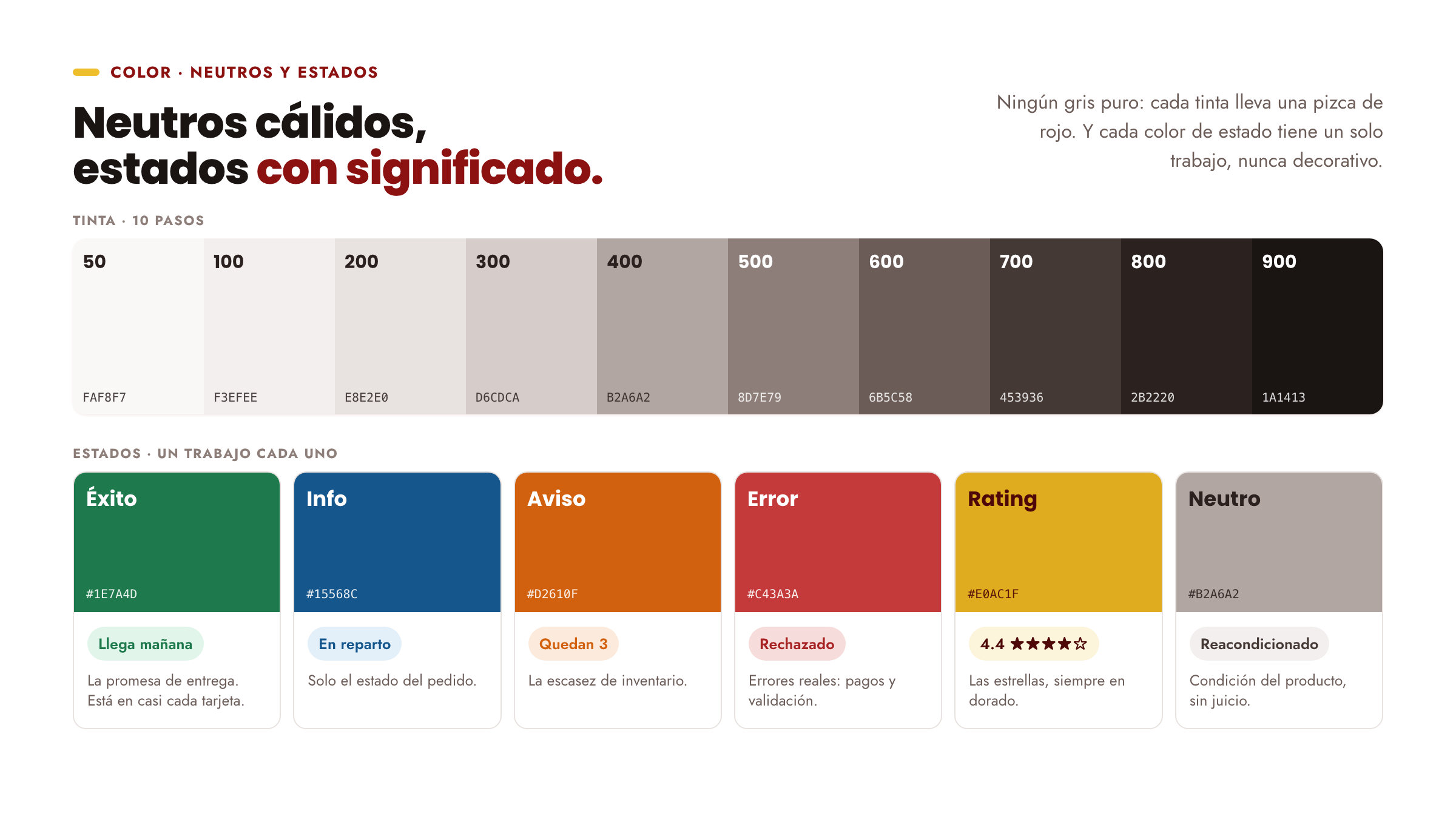 Color · neutrals and status