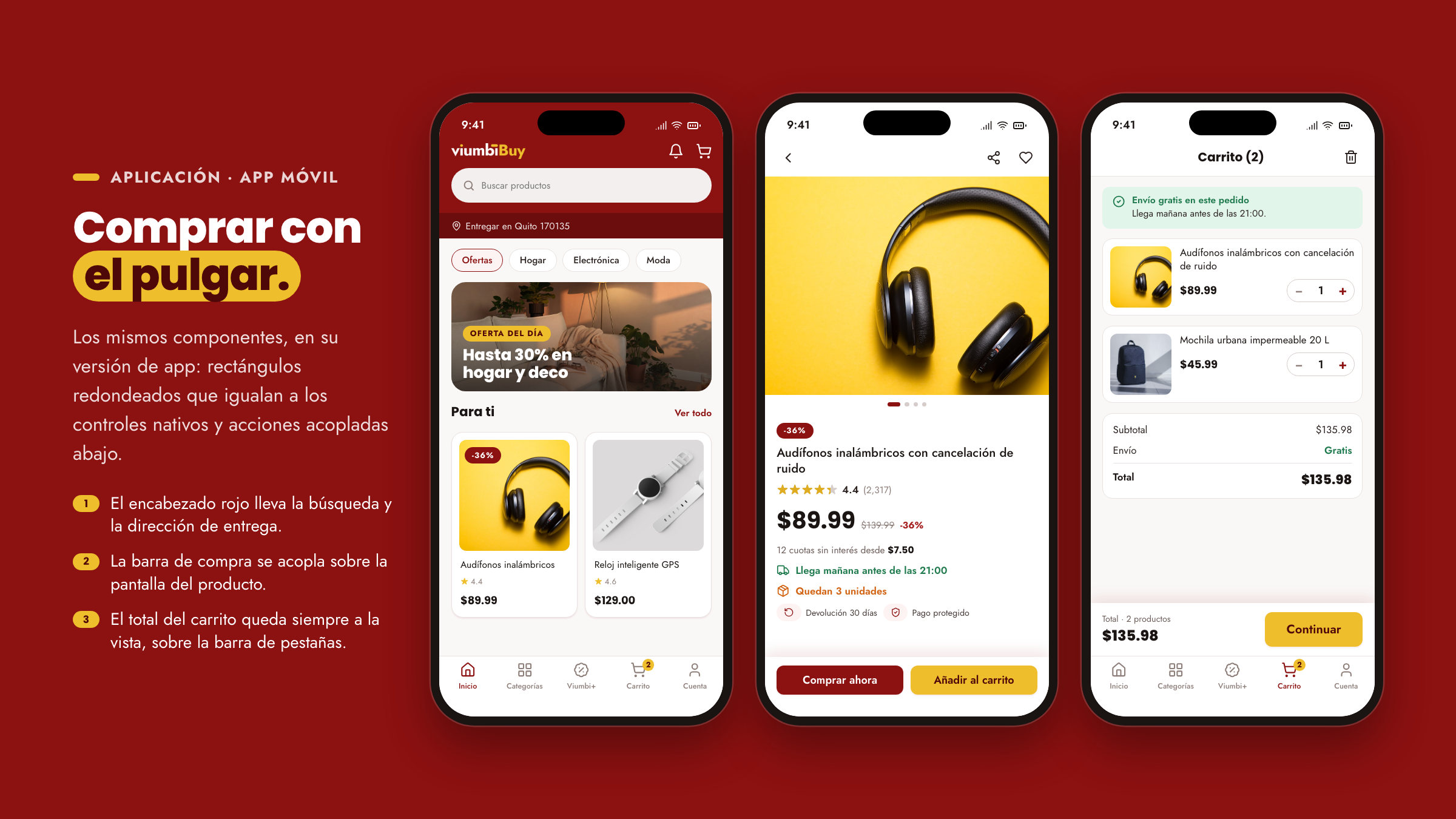 App · home, product and cart