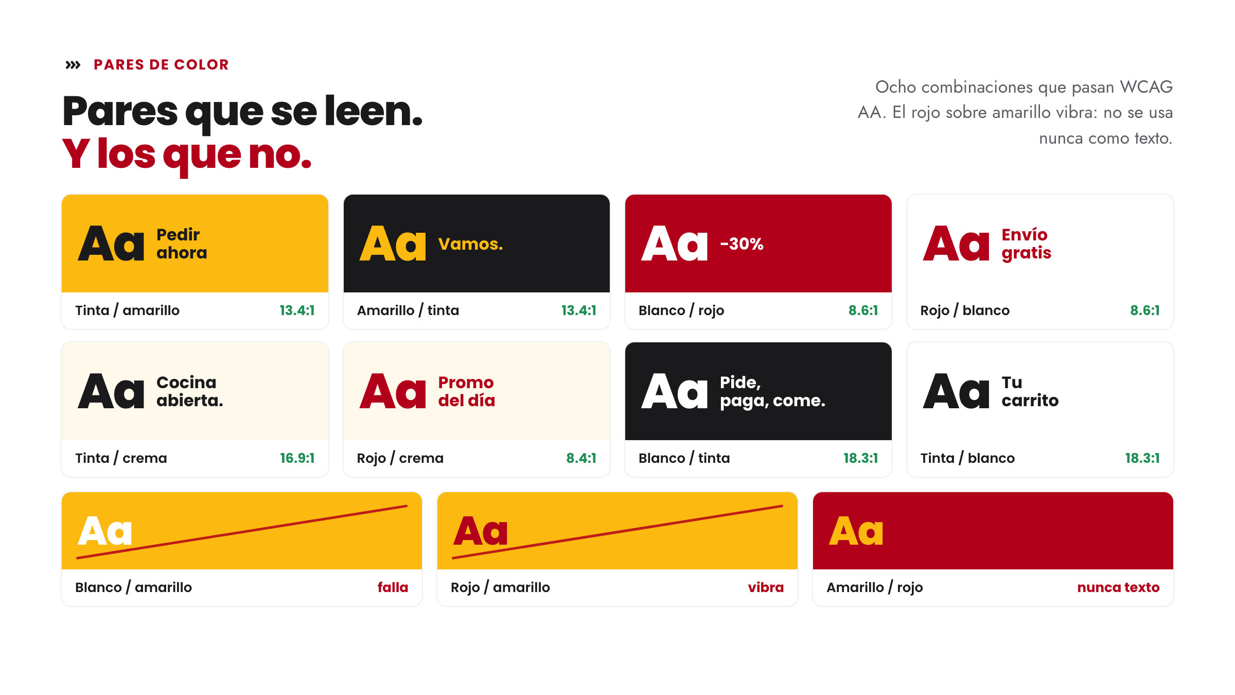 Color · approved pairs